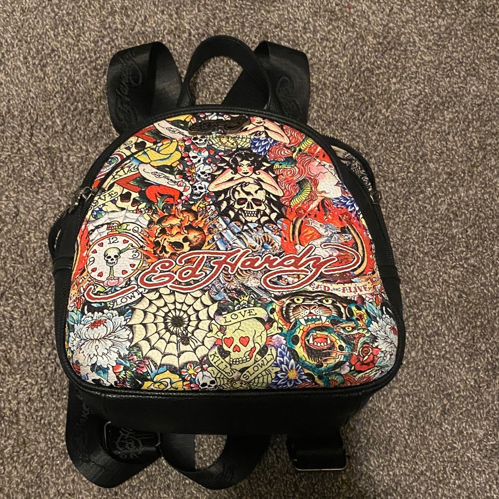 Ed Hardy Multicolor Tattoo Art Backpack